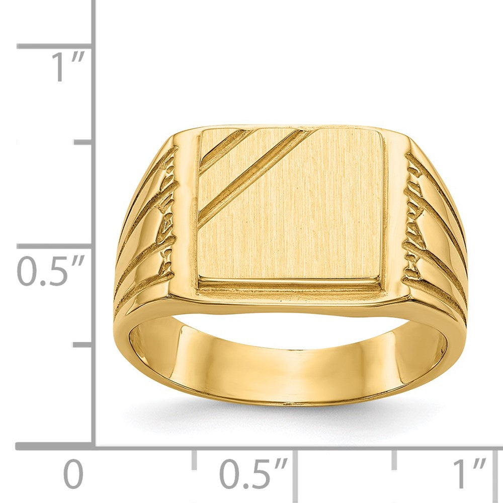 14K Yellow Gold 11.5x11.0mm Open Back Mens Signet Ring