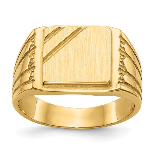 14K Yellow Gold 11.5x11.0mm Open Back Mens Signet Ring