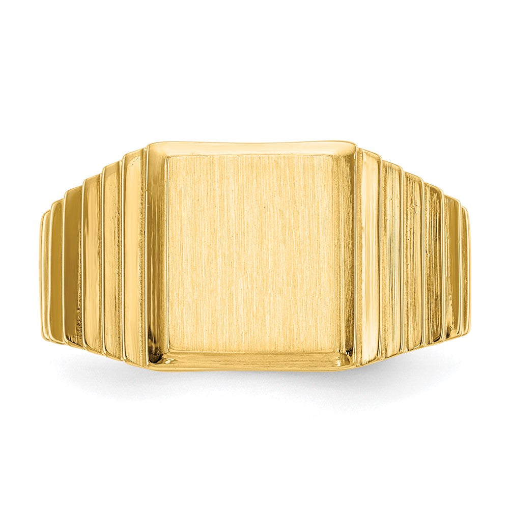14K Yellow Gold 10.0x8.5mm Open Back Men's Signet Ring