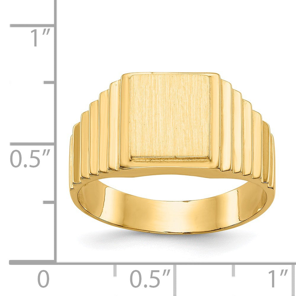 14K Yellow Gold 10.0x8.5mm Open Back Men's Signet Ring