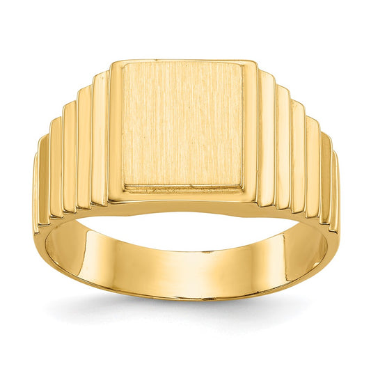14K Yellow Gold 10.0x8.5mm Open Back Men's Signet Ring