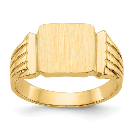 14K Yellow Gold 10.5x10.0mm Open Back Mens Signet Ring
