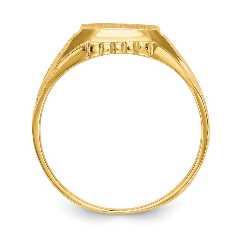 14K Yellow Gold 9.0x9.0mm Open Back Floral Signet Ring
