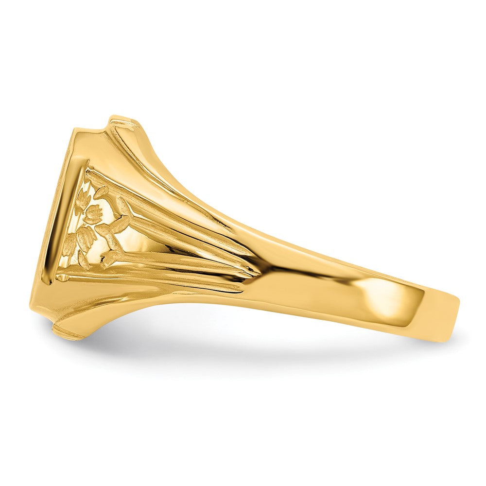 14K Yellow Gold 9.0x9.0mm Open Back Floral Signet Ring