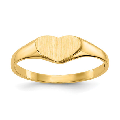14K Yellow Gold 5.5x7.5mm Closed Back Heart Signet Ring