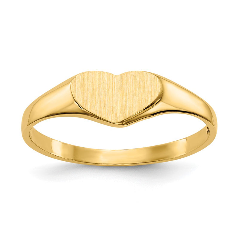 14K Yellow Gold 5.5x7.5mm Closed Back Heart Signet Ring