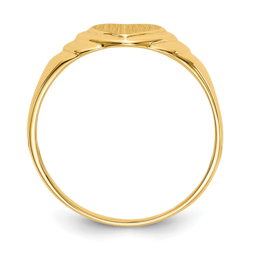 14K Yellow Gold 7.0x7.0mm Closed Back Children's Heart Signet Ring