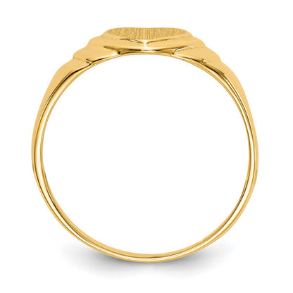 14K Yellow Gold 7.0x7.0mm Closed Back Children's Heart Signet Ring