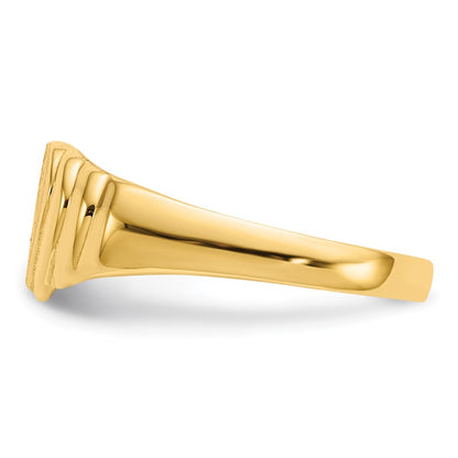 14K Yellow Gold 7.0x7.0mm Closed Back Children's Heart Signet Ring