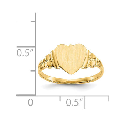 14K Yellow Gold 8.0x8.5mm Closed Back Children's Heart Signet Ring