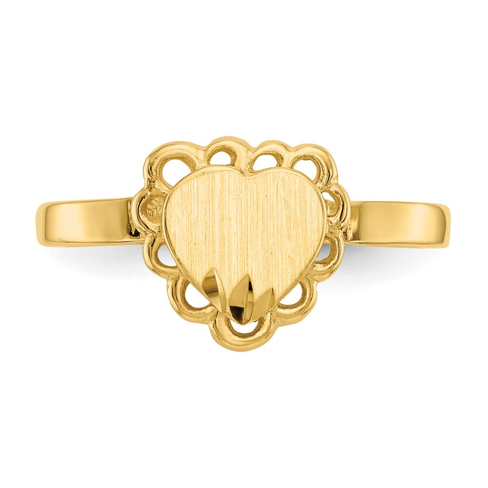 14K Yellow Gold 6.5x7.0mm Open Back Heart Signet Ring