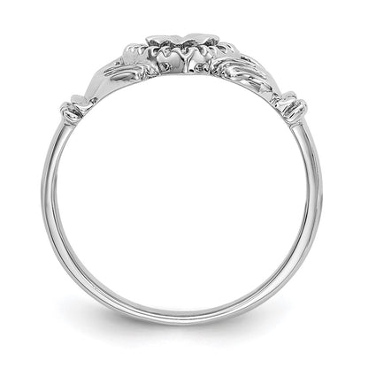 14k White Gold Child's Polished & Diamond-Cut Claddagh Ring