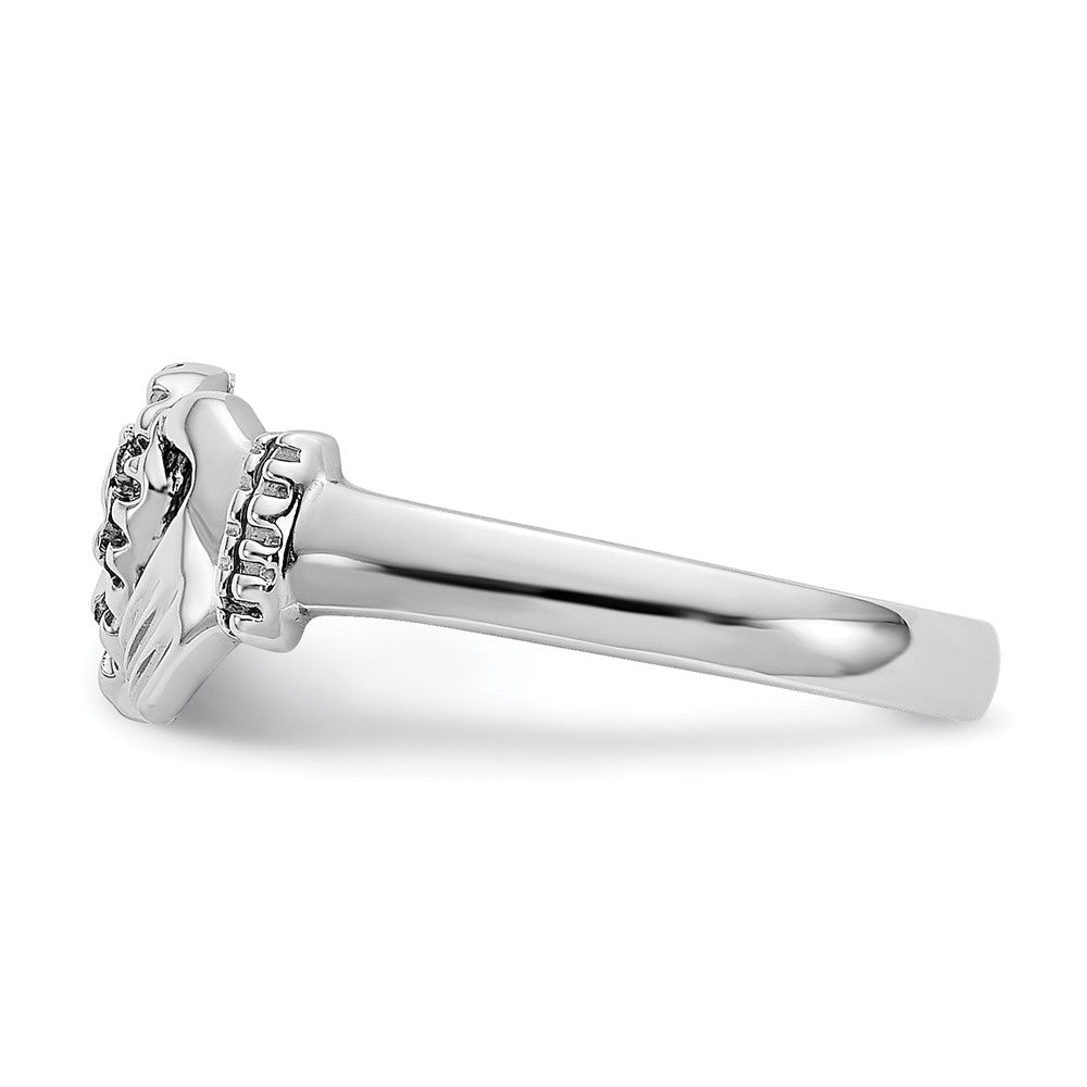 14k White Gold Child's Polished & Diamond-Cut Claddagh Ring