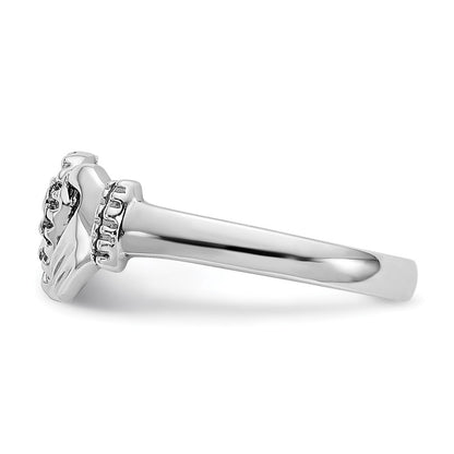 14k White Gold Child's Polished & Diamond-Cut Claddagh Ring