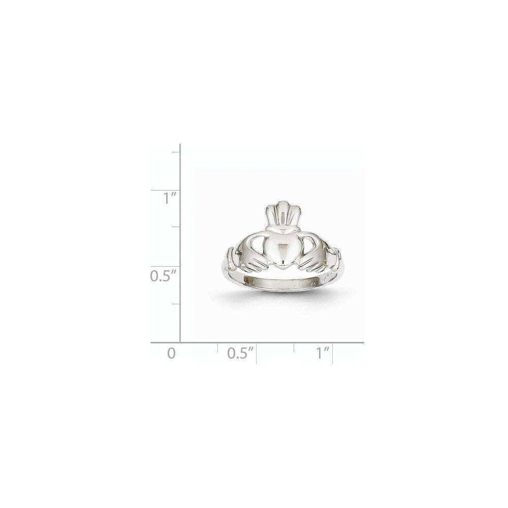 14k White Gold Polished Claddagh Ring