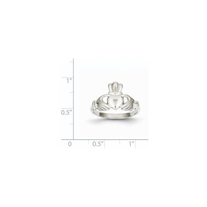 14k White Gold Polished Claddagh Ring