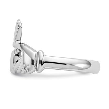 14k White Gold Polished Men's Claddagh Ring