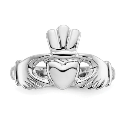 14k White Gold Polished Men's Claddagh Ring