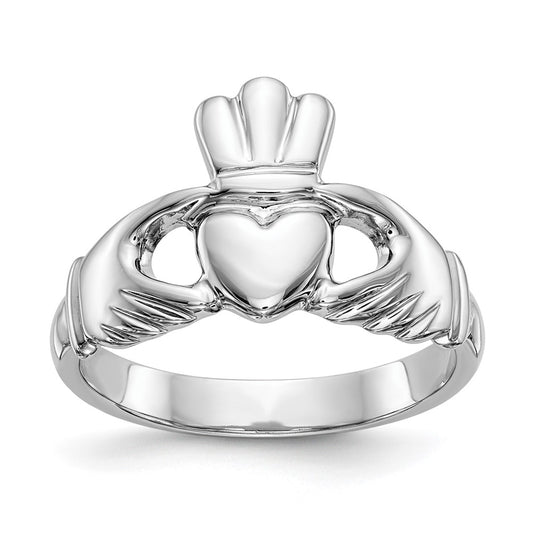 14k White Gold Polished Men's Claddagh Ring