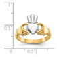 14k Yellow Gold Polished and Rhodium Claddagh Ring