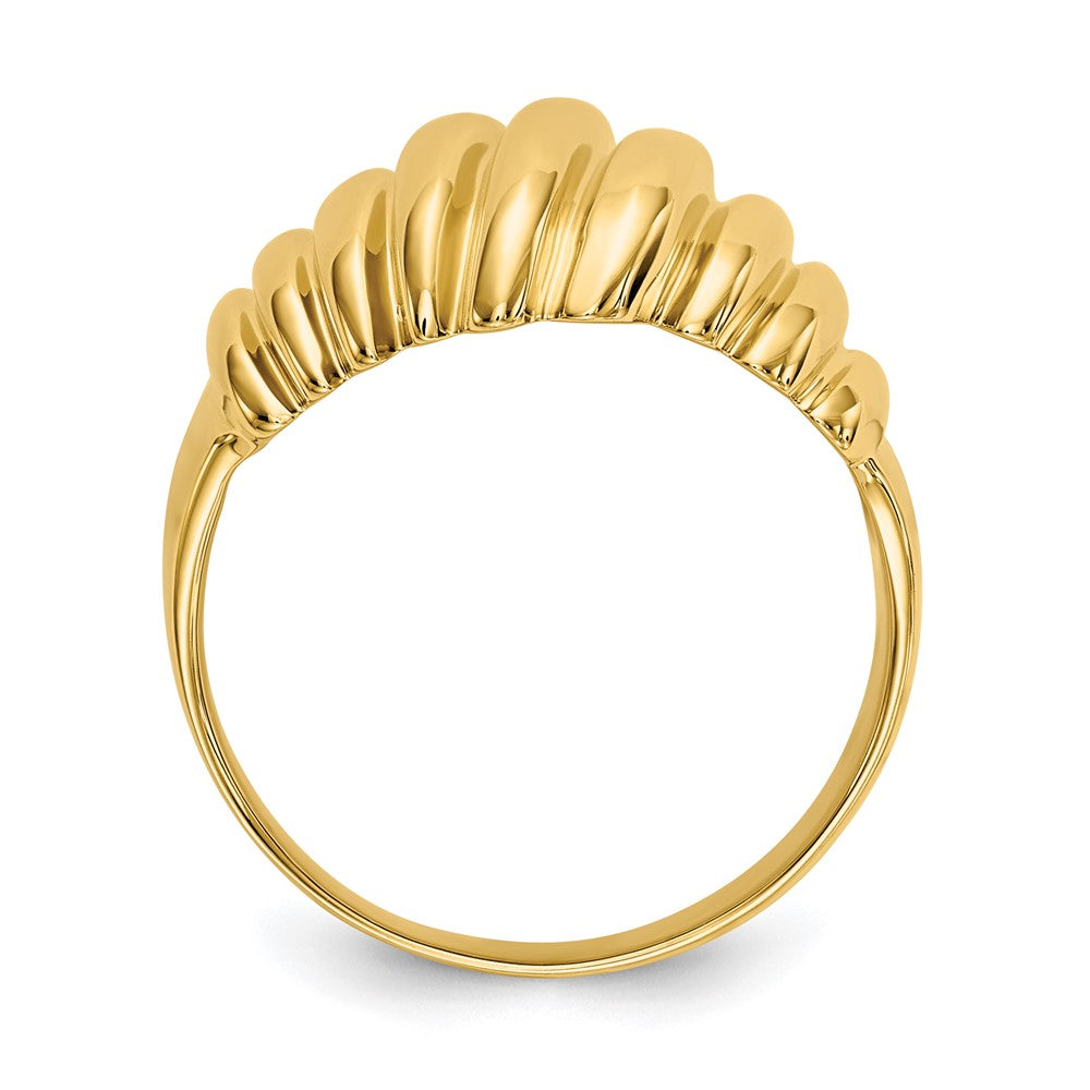 14K Yellow Gold Polished Scalloped Dome Ring