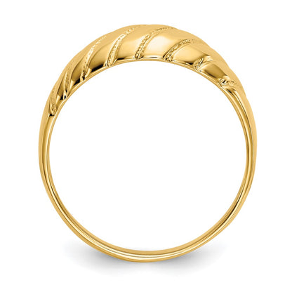 14K Yellow Gold Polished Scalloped Dome Ring