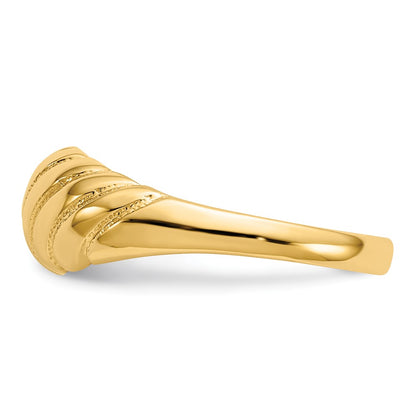 14K Yellow Gold Polished Scalloped Dome Ring