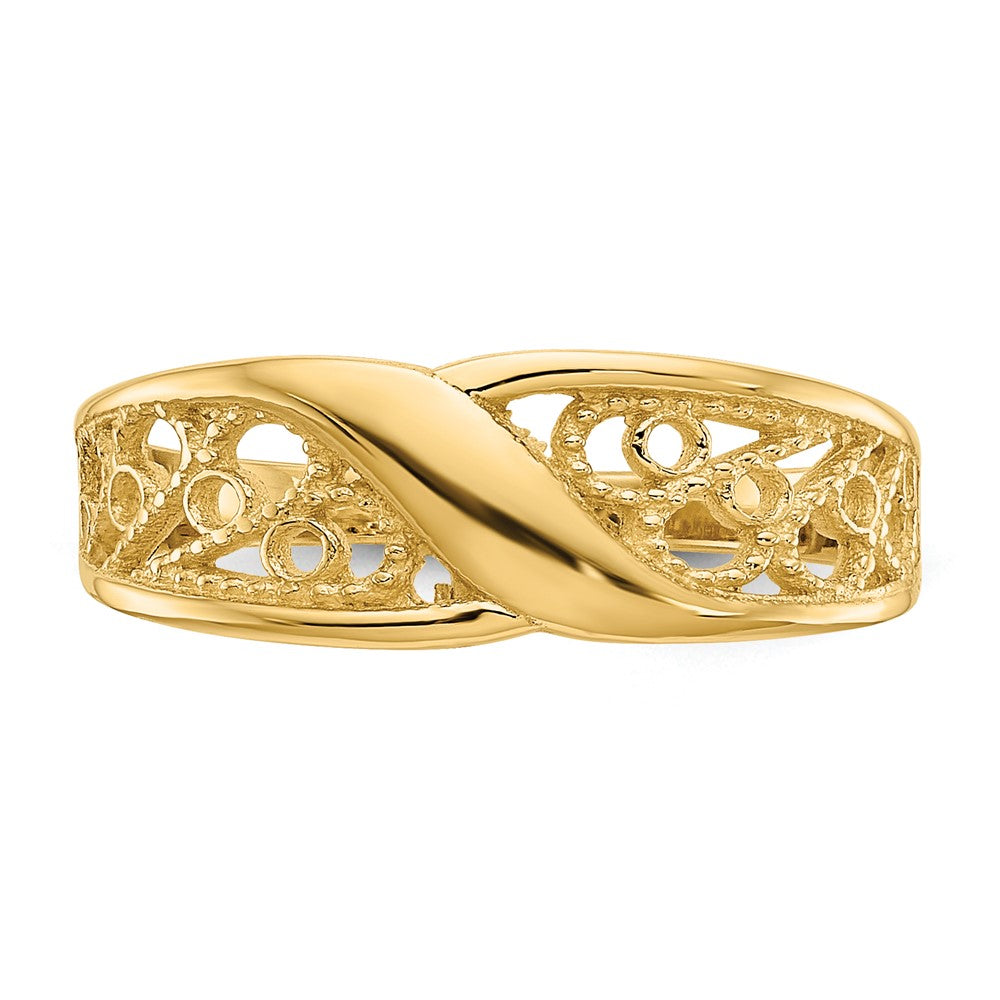 14K Yellow Gold Polished Filigree Ring