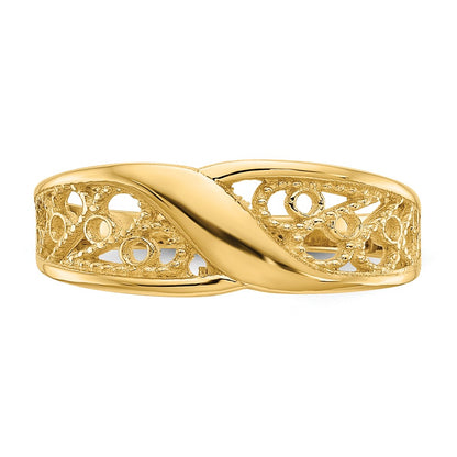14K Yellow Gold Polished Filigree Ring