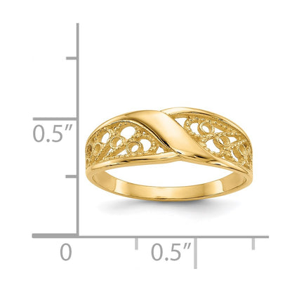 14K Yellow Gold Polished Filigree Ring