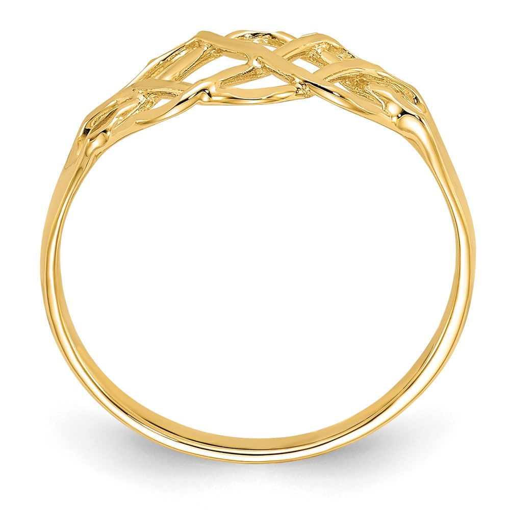 14K Yellow Gold Polished & Diamond-Cut Fancy Ring