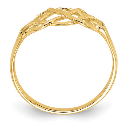 14K Yellow Gold Polished & Diamond-Cut Fancy Ring
