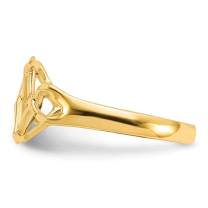 14K Yellow Gold Polished & Diamond-Cut Fancy Ring