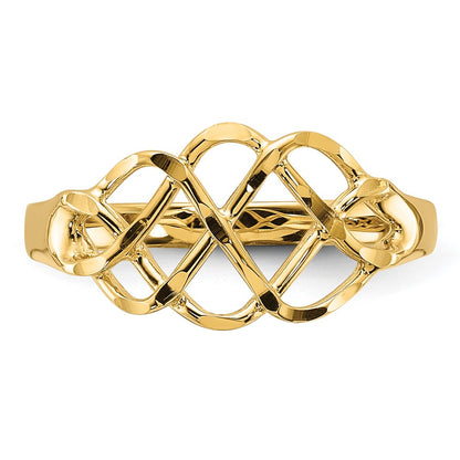 14K Yellow Gold Polished & Diamond-Cut Fancy Ring
