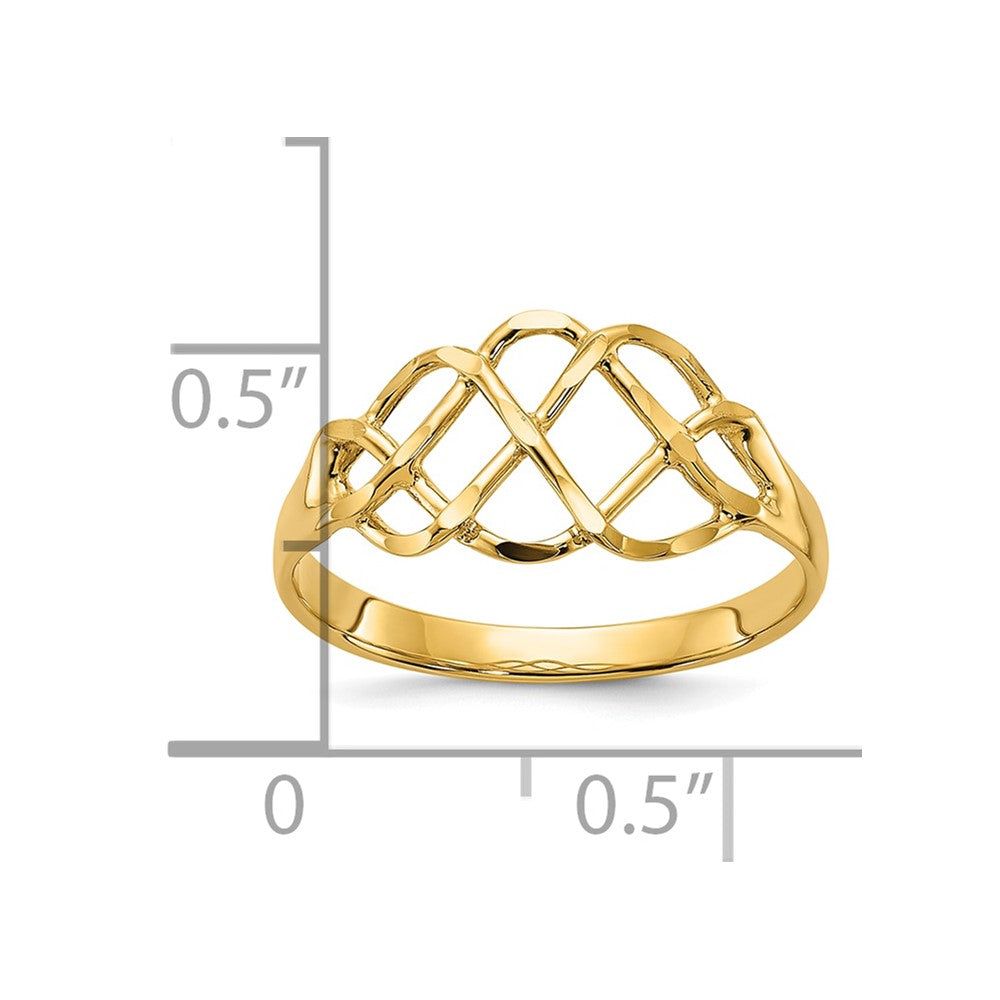 14K Yellow Gold Polished & Diamond-Cut Fancy Ring