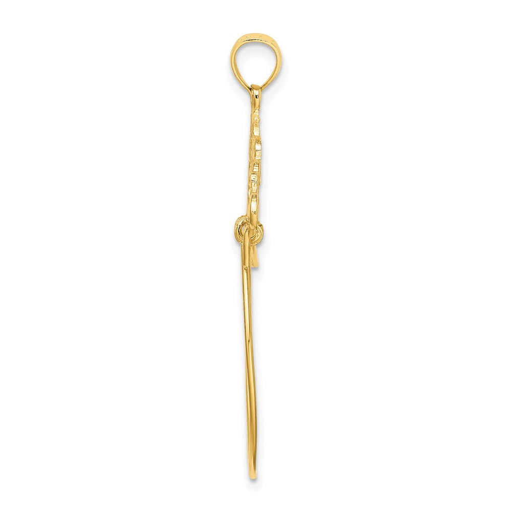 14k Yellow Gold Fleur de Lis Scroll Framed Charm Holder