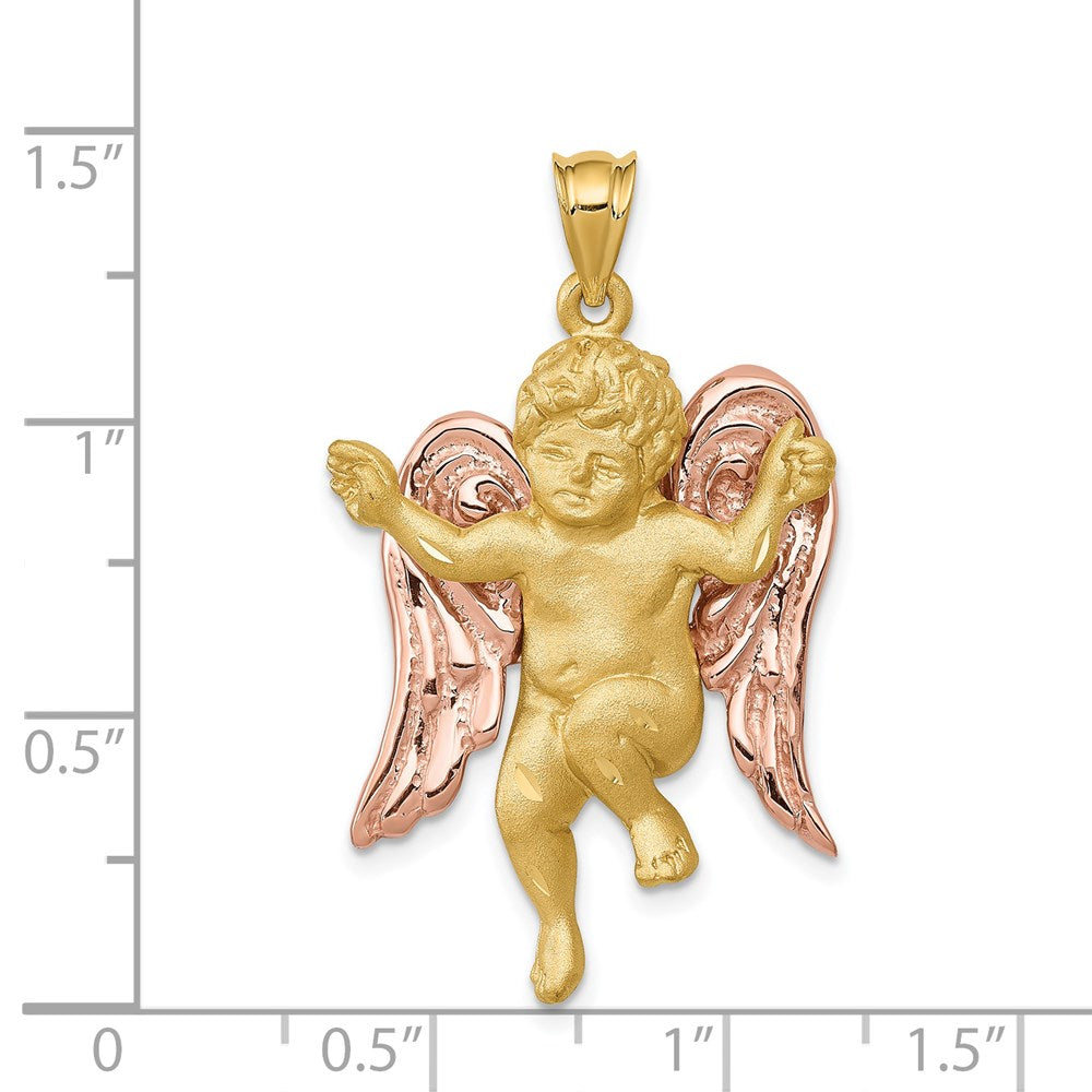 14k Two-tone Gold Angel Pendant
