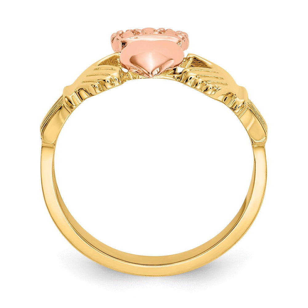 14k Two-Tone Gold Polished Claddagh Ring