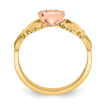 14k Two-Tone Gold Polished Claddagh Ring