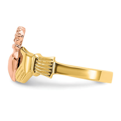 14k Two-Tone Gold Polished Claddagh Ring