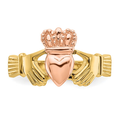 14k Two-Tone Gold Polished Claddagh Ring