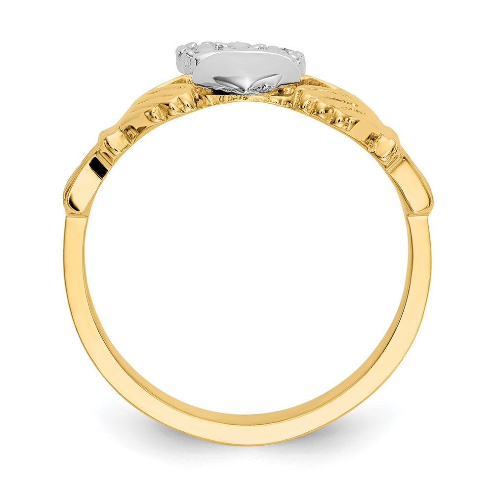 14k Two-Tone Gold Polished Claddagh Ring
