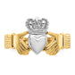 14k Two-Tone Gold Polished Claddagh Ring