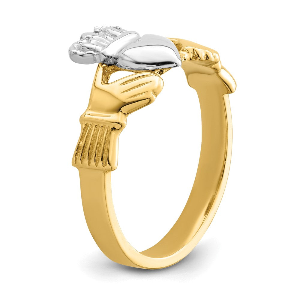 14k Two-Tone Gold Polished Claddagh Ring