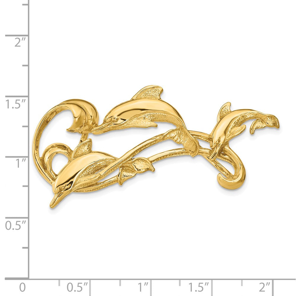 14k Yellow Gold Polished Fits Up To 6mm and 8mm Fancy Dolphin Slide