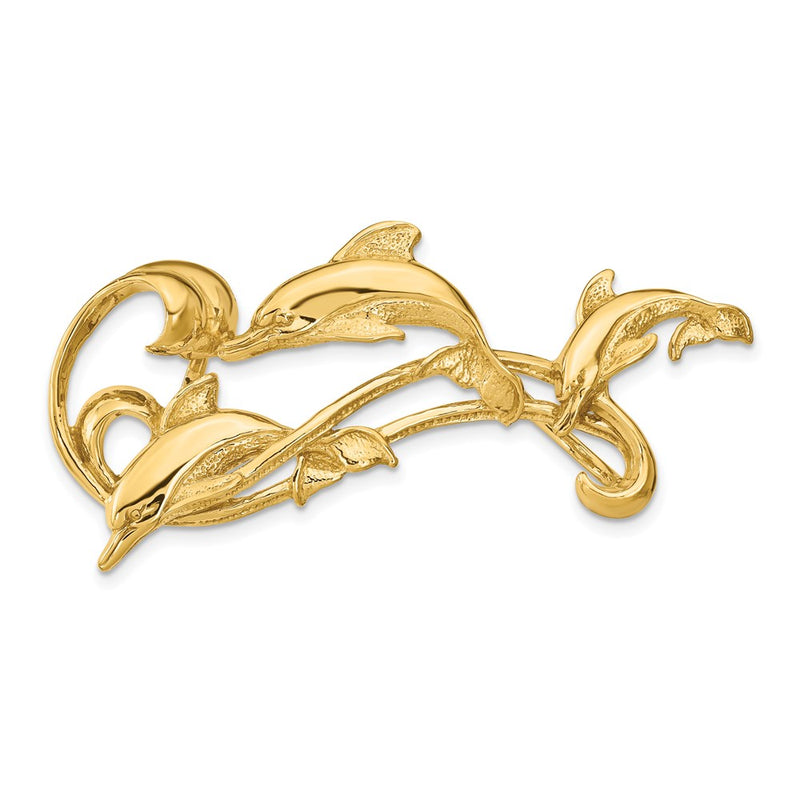 14k Yellow Gold Polished Fits Up To 6mm and 8mm Fancy Dolphin Slide