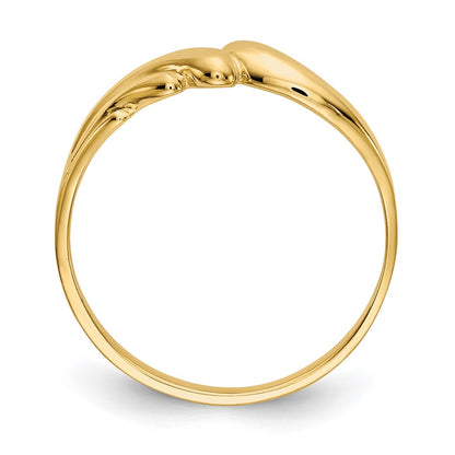 14K Yellow Gold Polished Swirl Dome Ring