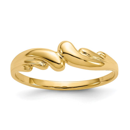 14K Yellow Gold Polished Swirl Dome Ring
