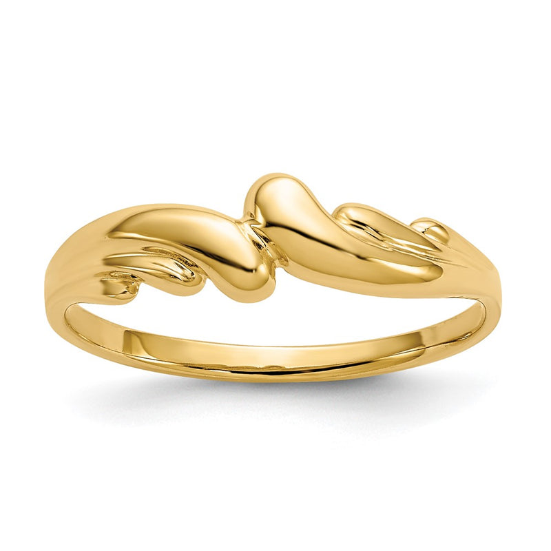 14K Yellow Gold Polished Swirl Dome Ring