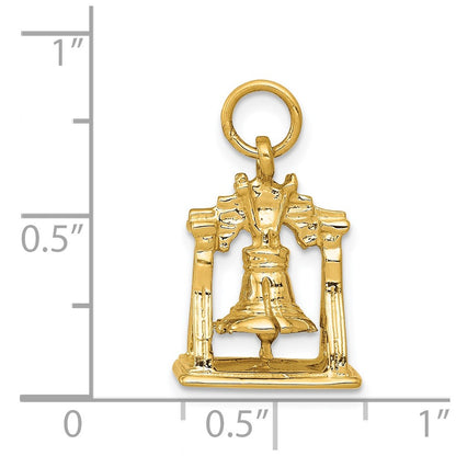 14k Yellow Gold Solid Polished 3-D Liberty Bell Charm